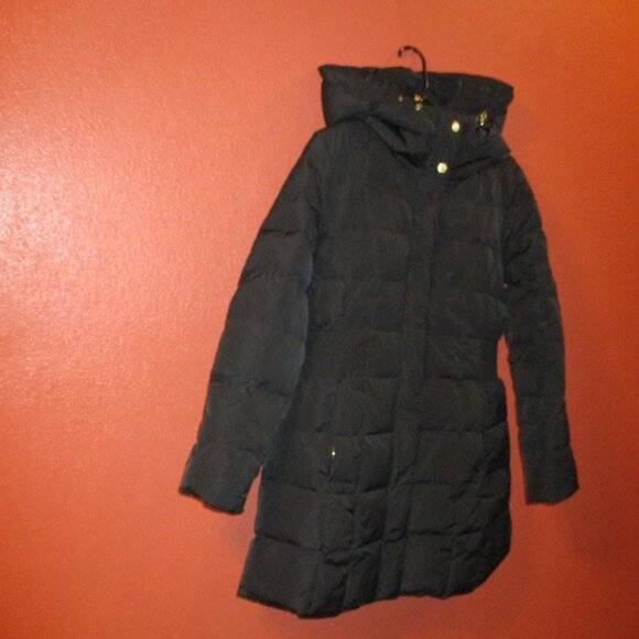 Cole Haan Signature Woman Large Black Full Zip Feather Down Hooded Jacket - Picture 2 of 10